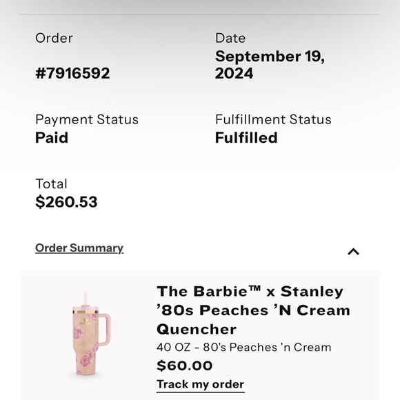 NIB (sold out online!) Barbie “Just Peachy” 40 oz Stanley Quencher - Picture 3 of 3